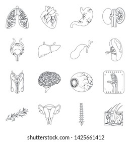 Vector design of body and human symbol. Collection of body and medical stock vector illustration.