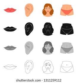 Vector design of body and part icon. Collection of body and anatomy vector icon for stock.