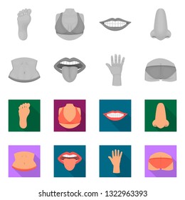 Vector design of body and part icon. Set of body and anatomy stock symbol for web.