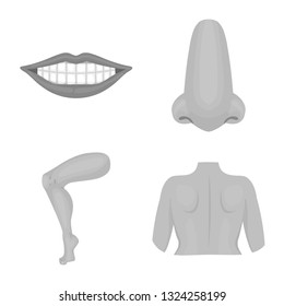 Vector design of body and part icon. Collection of body and anatomy stock symbol for web.