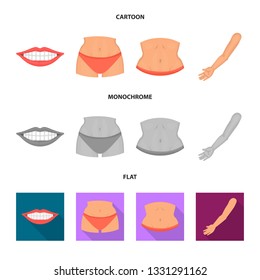 Vector design of body and part icon. Collection of body and anatomy vector icon for stock.