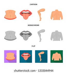 Vector design of body and part icon. Set of body and anatomy stock vector illustration.