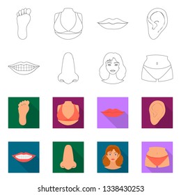Vector design of body and part icon. Set of body and anatomy stock symbol for web.
