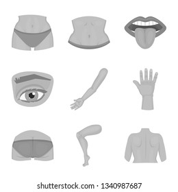 Vector design of body and part icon. Set of body and anatomy vector icon for stock.