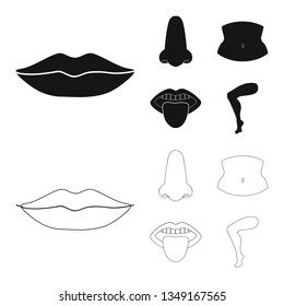 Vector design of body and part icon. Set of body and anatomy vector icon for stock.
