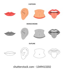 Vector design of body and part icon. Set of body and anatomy stock vector illustration.