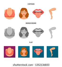 Vector design of body and part icon. Set of body and anatomy vector icon for stock.