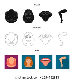 Vector design of body and part icon. Set of body and anatomy stock vector illustration.