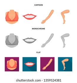 Vector design of body and part icon. Set of body and anatomy vector icon for stock.