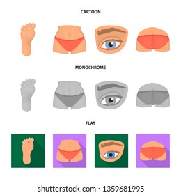 Vector design of body and part icon. Collection of body and anatomy vector icon for stock.