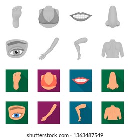 Vector design of body and part icon. Collection of body and anatomy vector icon for stock.