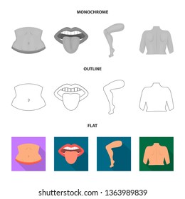 Vector design of body and part icon. Collection of body and anatomy vector icon for stock.