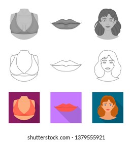 Vector design of body and part icon. Set of body and anatomy vector icon for stock.
