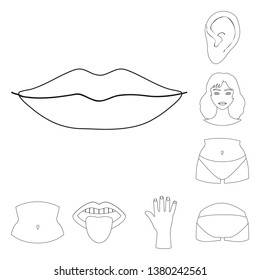 Vector design of body and part icon. Set of body and anatomy stock symbol for web.