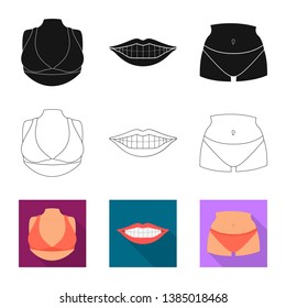 Vector design of body and part icon. Collection of body and anatomy stock vector illustration.