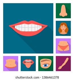 Vector design of body and part icon. Collection of body and anatomy stock symbol for web.