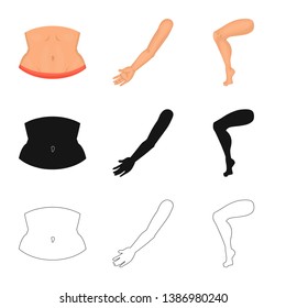 Vector design of body and part icon. Collection of body and anatomy stock vector illustration.