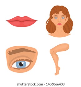 Vector design of body and part icon. Collection of body and anatomy vector icon for stock.