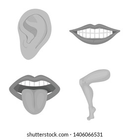 Vector design of body and part icon. Set of body and anatomy stock symbol for web.