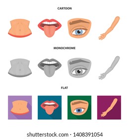 Vector design of body and part icon. Set of body and anatomy stock vector illustration.
