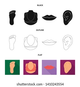 Vector design of body and part icon. Collection of body and anatomy stock symbol for web.