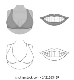 Vector design of body and part icon. Set of body and anatomy stock symbol for web.