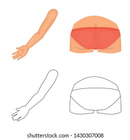Vector design of body and part icon. Set of body and anatomy stock vector illustration.