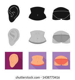 Vector design of body and part icon. Collection of body and anatomy stock symbol for web.