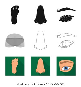 Vector design of body and part icon. Collection of body and anatomy stock symbol for web.