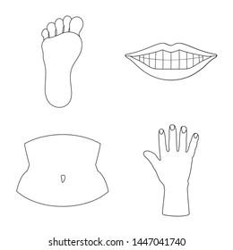 Vector design of body and part icon. Collection of body and anatomy stock symbol for web.