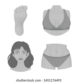 Vector design of body and part icon. Collection of body and anatomy stock symbol for web.