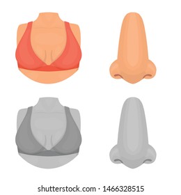 Vector design of body and part icon. Collection of body and anatomy vector icon for stock.
