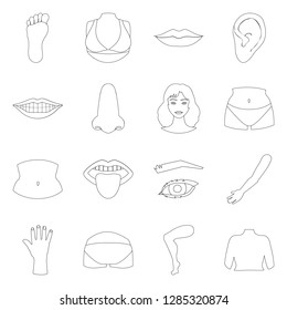 Vector design of body and part logo. Set of body and anatomy stock symbol for web.