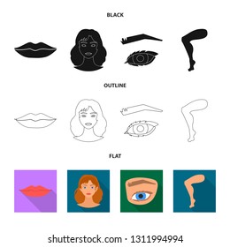 Vector design of body and part logo. Set of body and anatomy vector icon for stock.