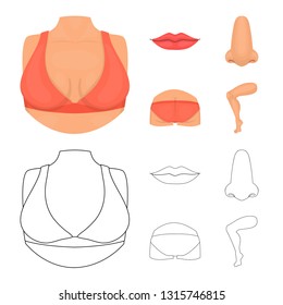 Vector design of body and part logo. Set of body and anatomy vector icon for stock.