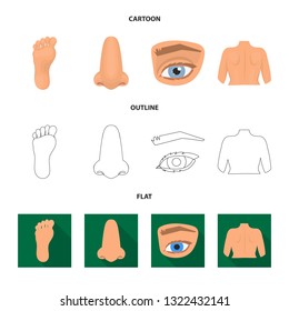Vector design of body and part logo. Set of body and anatomy stock vector illustration.