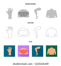 Vector design of body and part logo. Collection of body and anatomy vector icon for stock.