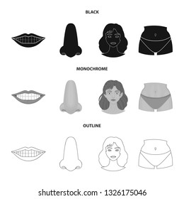 Vector design of body and part logo. Collection of body and anatomy stock symbol for web.