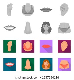 Vector design of body and part logo. Collection of body and anatomy vector icon for stock.