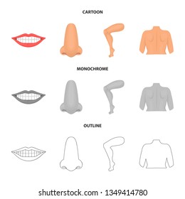 Vector design of body and part logo. Collection of body and anatomy vector icon for stock.