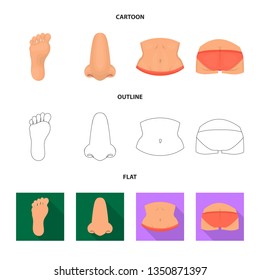 Vector design of body and part logo. Set of body and anatomy stock symbol for web.