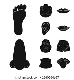 Vector design of body and part logo. Set of body and anatomy vector icon for stock.