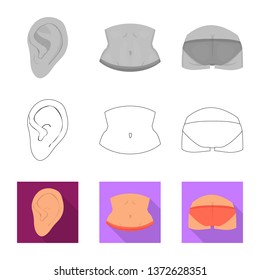 Vector design of body and part logo. Collection of body and anatomy stock symbol for web.