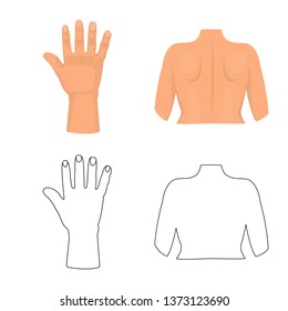 Vector design of body and part logo. Collection of body and anatomy stock vector illustration.