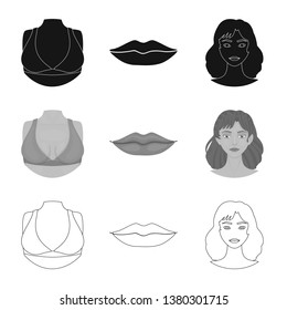 Vector design of body and part logo. Set of body and anatomy stock symbol for web.