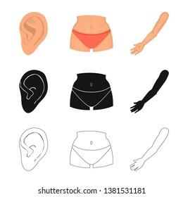 Vector design of body and part logo. Collection of body and anatomy stock symbol for web.
