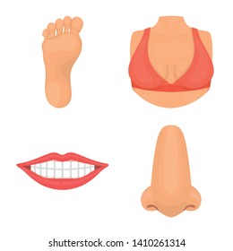 Vector design of body and part logo. Set of body and anatomy vector icon for stock.