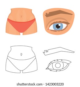 Vector design of body and part logo. Set of body and anatomy stock symbol for web.