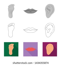 Vector design of body and part logo. Set of body and anatomy stock symbol for web.