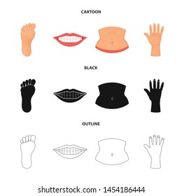 Vector design of body and part logo. Set of body and anatomy stock symbol for web.